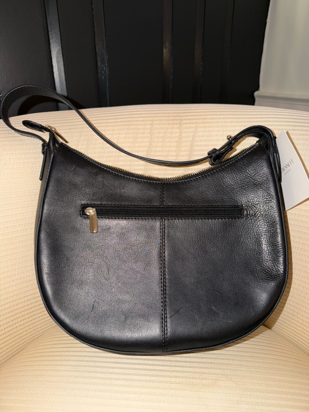 LK Bennett Black and White Speckled Shoulder Hobo Bag - Picture 4 of 8